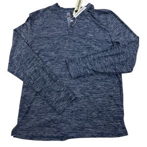 Mens Supersoft Henley Shirt Tallwoods Twilight Blue Space Dye Long Sleeve M NWT
